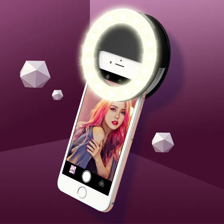 Hot Sale Isi Ulang Kamera Mini Ring-Lampu Flash Ponsel Universal Selfie Mengisi LED Cincin Cahaya dengan 3 Mode