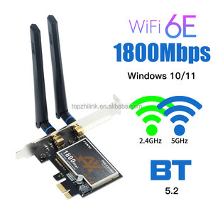 Toplinkst 1800Mbps Pcie <span class=keywords><strong>Wifi</strong></span> 6 Dongle 802.11ax Cartão <span class=keywords><strong>Wifi</strong></span> Pcie BT5.2 AX1800 Adaptador Sem Fio para Computador