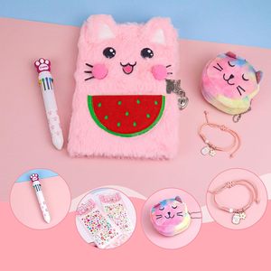 Lindo Bloc de notas de dibujos animados con cerradura y llave Diario Notas de estudio Diversión Escritura Dibujo Raspador Kawaii Útiles escolares - Product Image 4