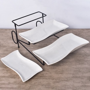 工厂价格耐用的三层蛋糕盘支架餐具陶瓷廉价散装餐盘带架 - Product Image 1
