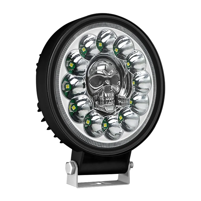 RGB Skull shape colorato 38mm alluminio 36w luce da lavoro rotonda led 24v luce da lavoro per trattore fuoristrada