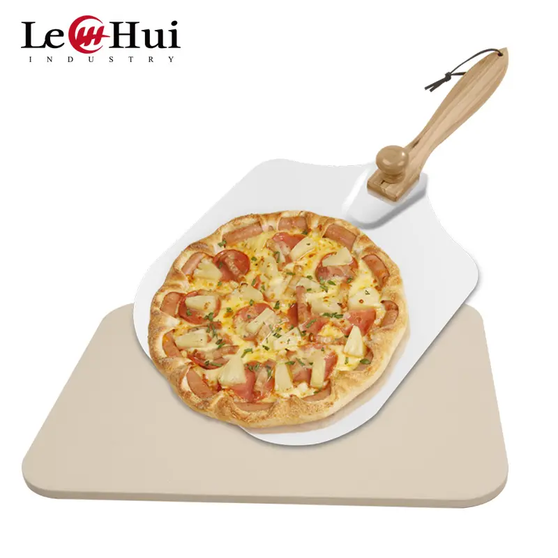 Cordierite Pizza Teller Set mit Holz Pizza Peel Board Steinofen Outdoor Gas Pizza Backofen mit Stein