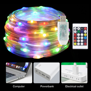 Luces de Navidad LED de 10m, Control remoto, cable de cobre LED alimentado por USB, cadena de luces LED a todo Color para decoración de árboles al aire libre - Product Image 5