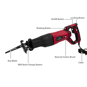 เลื่อยไฟฟ้าแบบลูกสูบพร้อมที่จับหมุน28มม. 220V 800W ปรับความเร็วได้ - Product Image 4