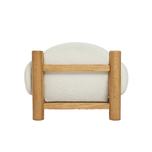 Fauteuil de salon en bouclette capitonné de luxe avec structure en bois massif pour salon ou salle de séjour, assise très confortable - Product Image 3