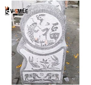 Porta de tambor de pedra estilo chinês tradicional decoração estátua de mármore preto escultura de jardim escultura em pedra