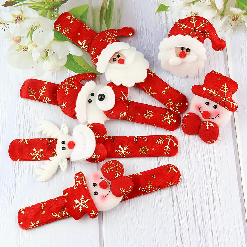 Bracelet de noël en peluche, mignon, bonhomme de neige, lumineux, cercle, claque de main, Offre Spéciale