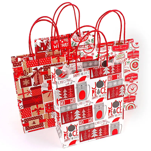 热卖定制圣诞拉绳礼品袋带手柄环保回收纸袋 - Product Image 6
