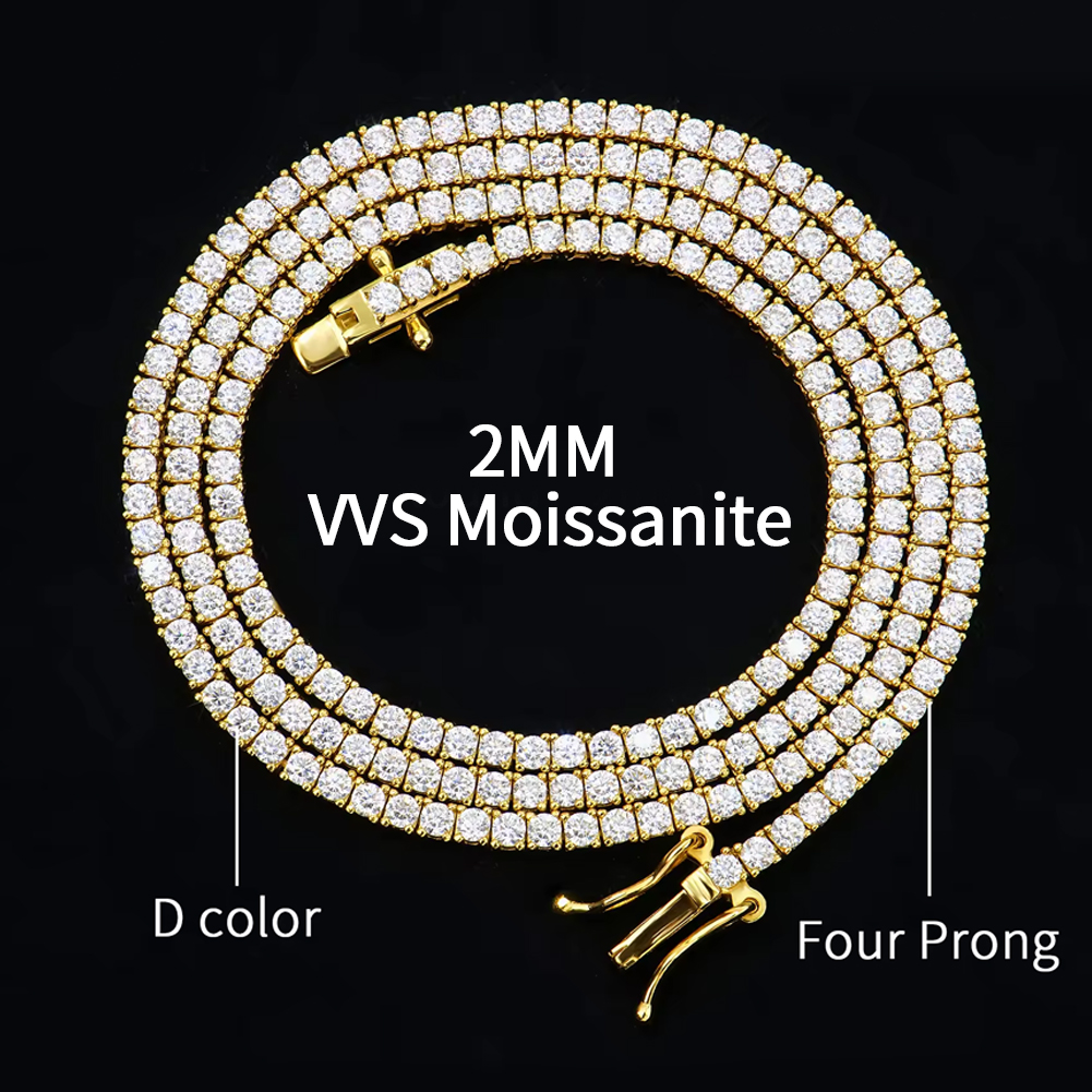 Gold 2mm Moissanite