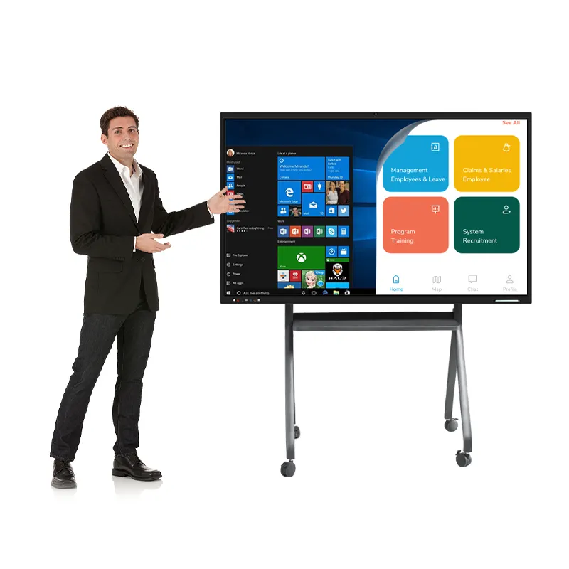 3840*2160 4K ekran kalem veya parmak dokunmatik akıllı tahta lcd ekran tv hepsi bir pc interaktif düz panel 75 inç