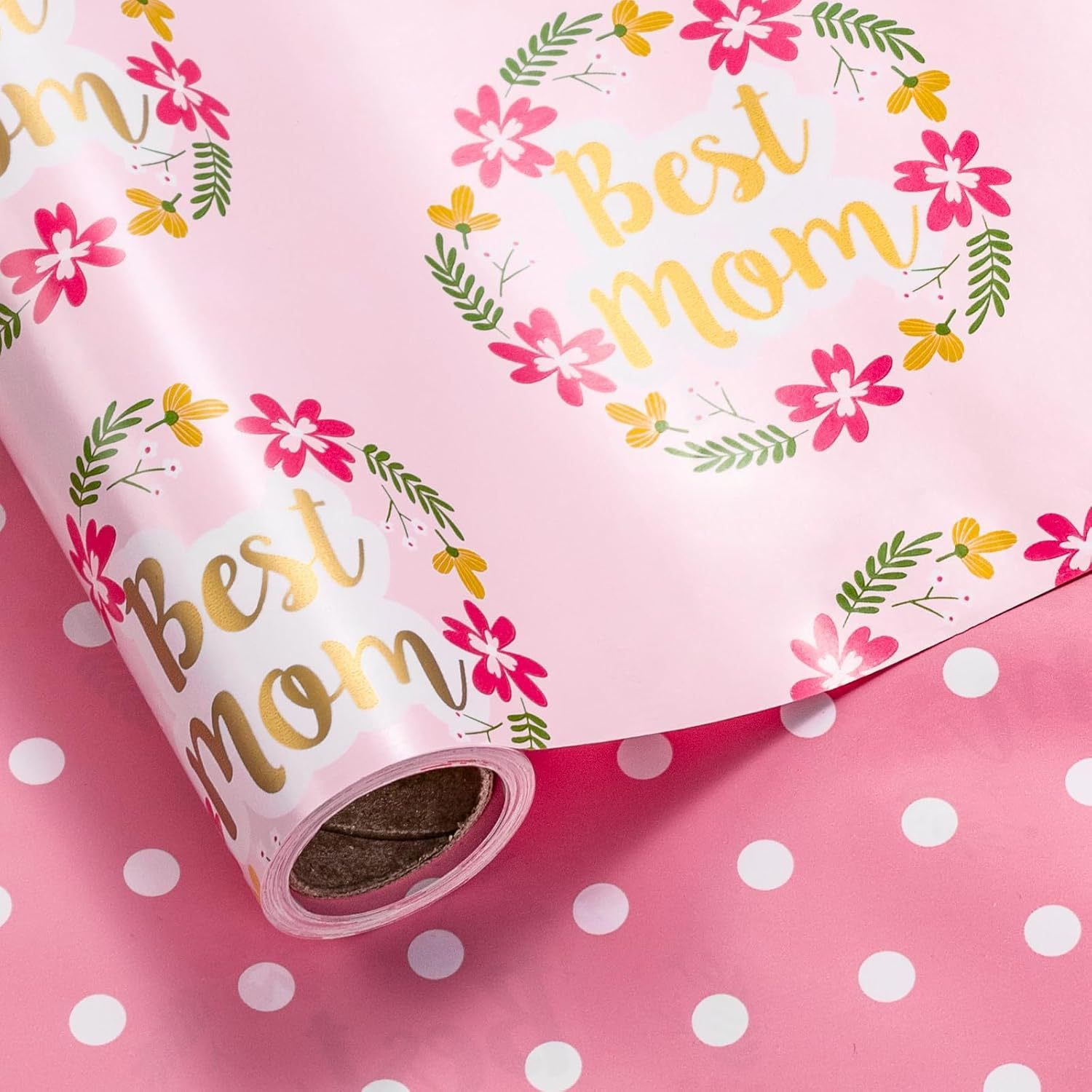 Papier d'emballage guirlande rose
