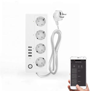 Toma de corriente múltiple con 4 compartimentos y 4 puertos USB, protección contra sobretensiones e interruptor, tira de Alimentación inteligente con wifi para la UE