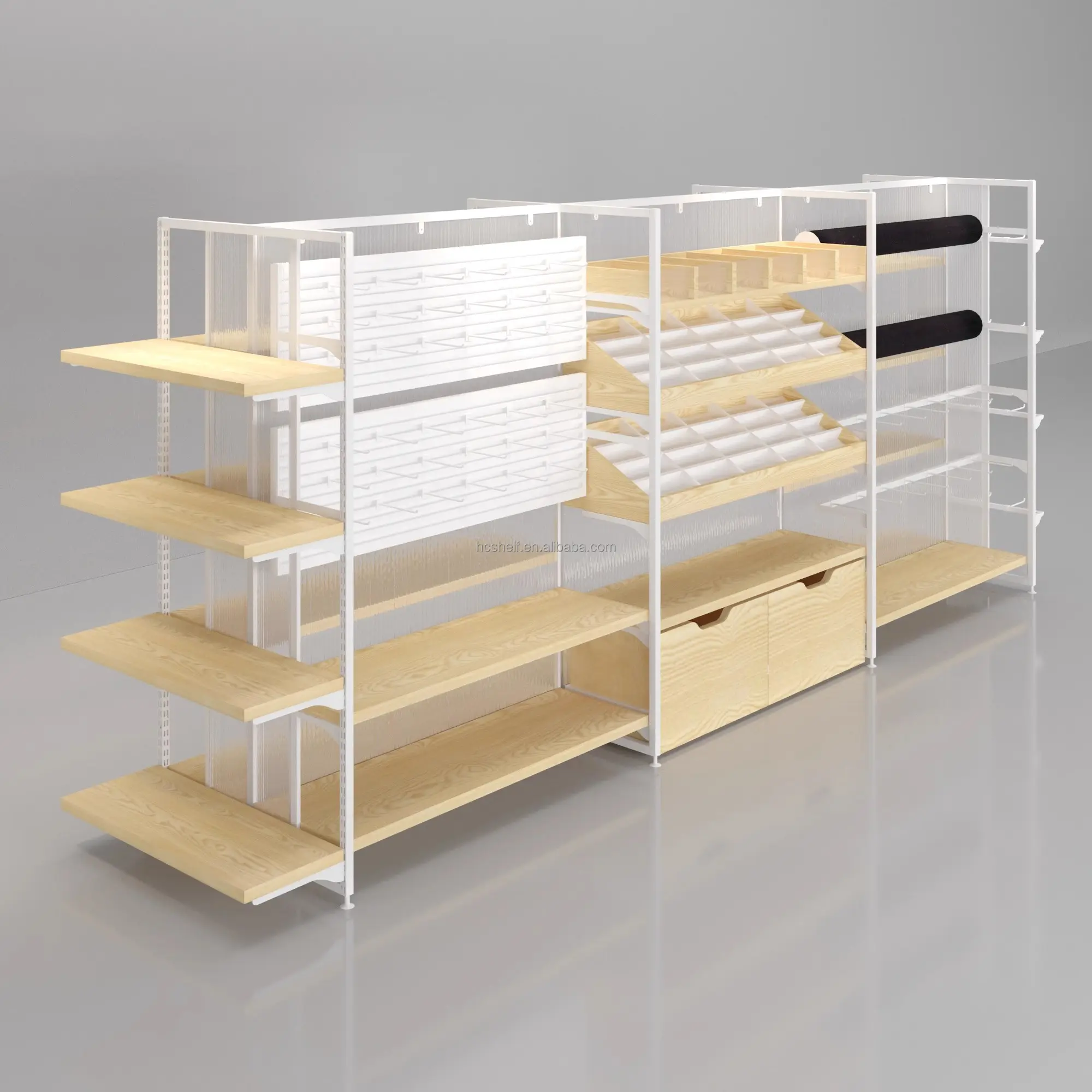 Free Standing Miniso Mobili Negozio di Cosmetici Ripiani In Legno di Visualizzazione Stand Shelf Per Negozio di Vendita Al Dettaglio