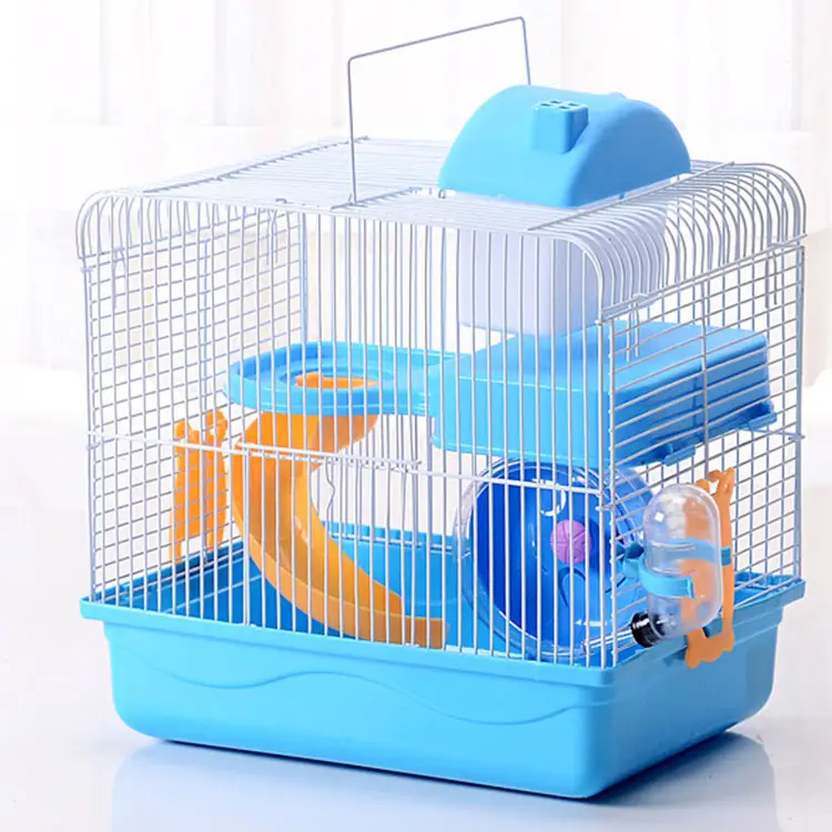 Taşınabilir seyahat kafesi küçük hayvanlar için ucuz özel Hamster kafesleri taşıma kolu ile egzersiz tekerleği su şişesi ve gıda