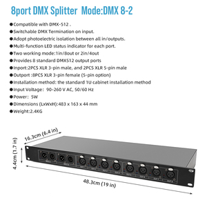 DMX Splitter Signal verstärker 8 Port DMX Splitter Bühnen maschine dmx rdm Splitter für Hochzeit/DJ/Party/Disco Controller - Product Image 4