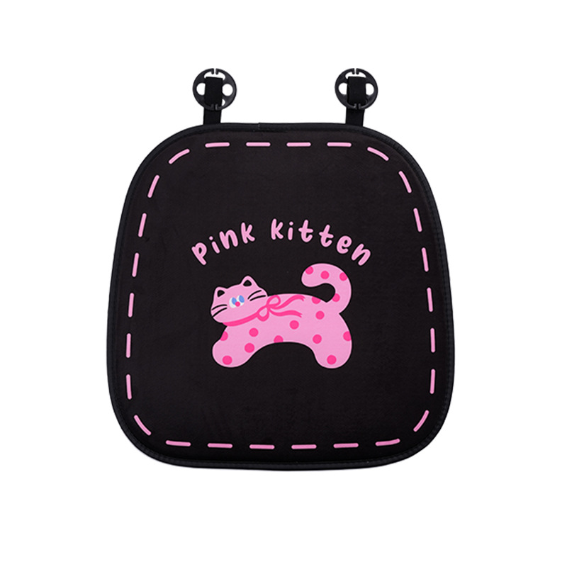 Coussin de siège chat en peluche, noir, première rangée