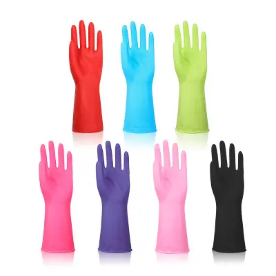 H432キッチンバスルームクリーニングツール3サイズ耐久性のあるpvc家庭用手袋マルチカラーハウスキーピングゴム手袋