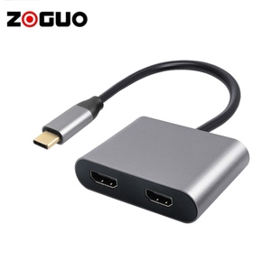 ZOGUO 2-in-1 Type C Adapter <strong>Dual</strong> <strong>HDMI</strong> 4K@60Hz USB C Hub with <strong>Dual</strong> HDTV Aluminium Shell USB 3.0 Gold Plated Boxed Stocked