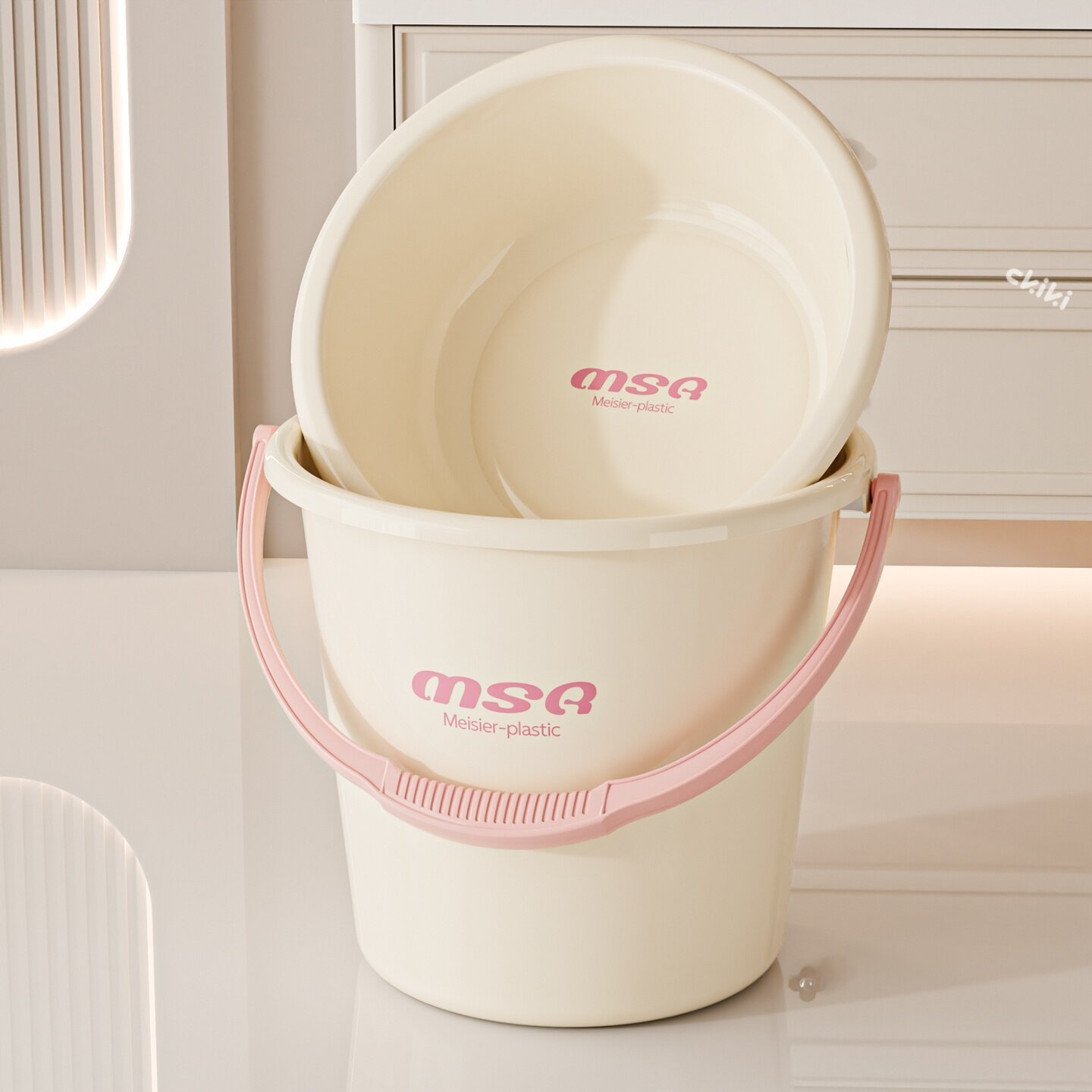 2-piece set-bucket and basin-milk-fluff pink