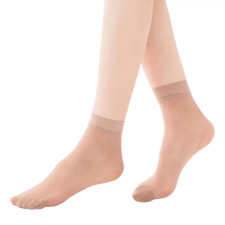 Calcetines sexy de seda para mujer, medias cortas transparentes, ultrafinas, a granel
