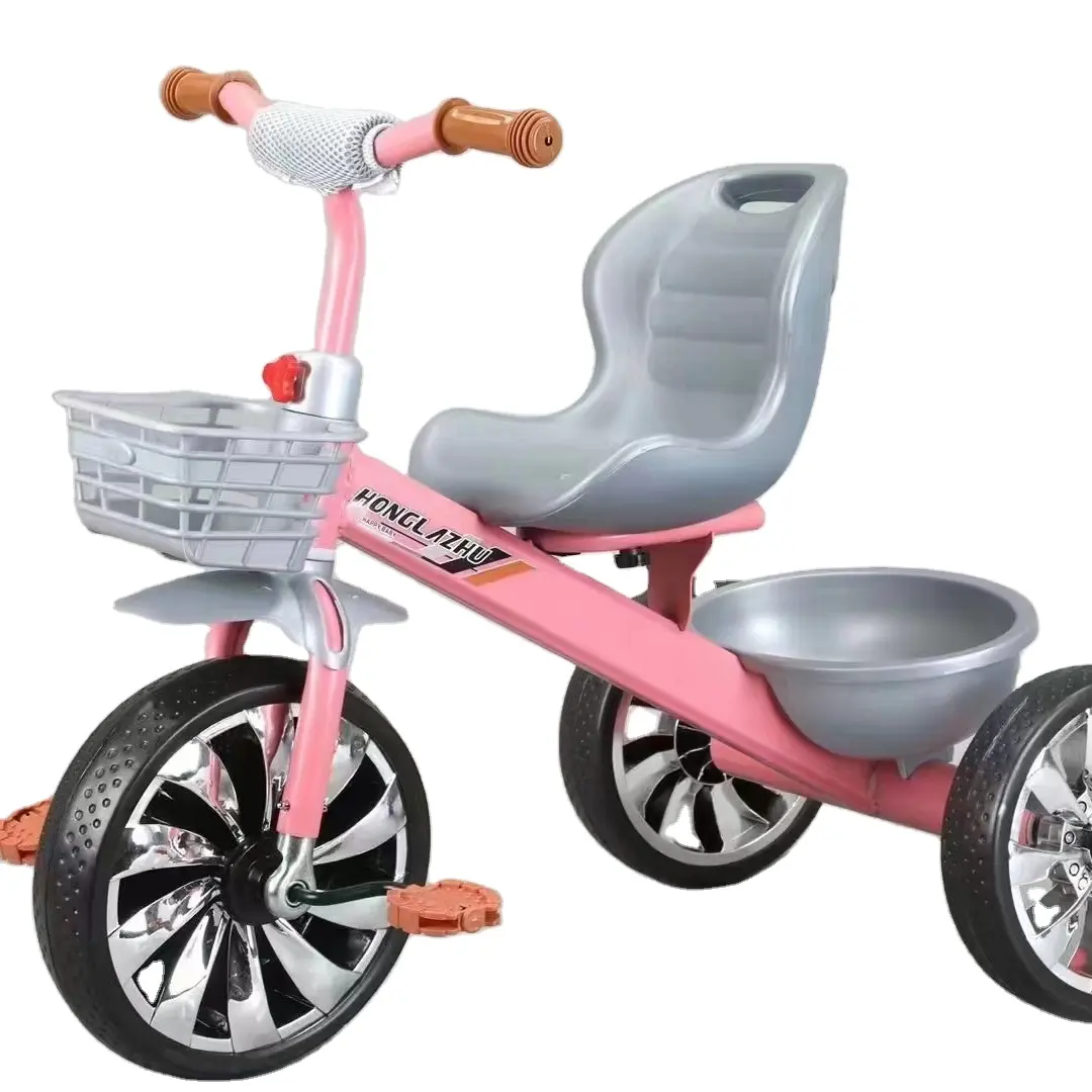 Triciclo para niños, asiento Extra, rueda agrandada de fácil instalación, aumento de la cesta de simulación