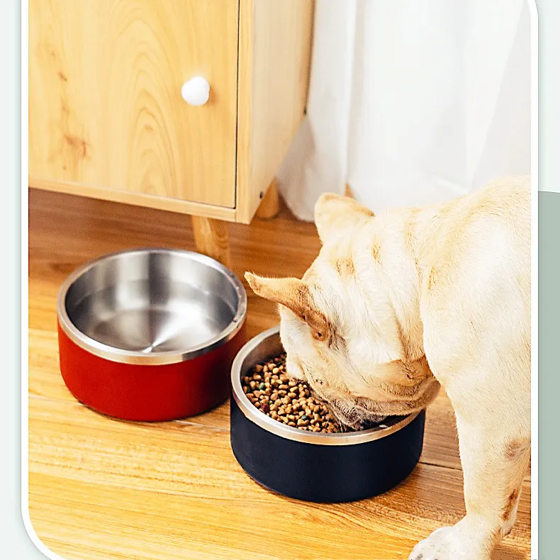 Cuenco para perros y gatos con aislamiento de Metal, plato de agua para comida de mascotas, cuenco antideslizante de acero inoxidable para perros, antideslizante para perros grandes, medianos y pequeños