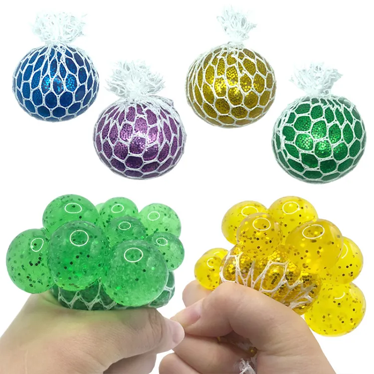 Popular Release Pressure Toy Ball Manual Pinching TPR Soft Adhesive Squeezing Breathable Grape Shaped Decompression Toys