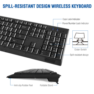 Teclado de ordenador silencioso de tamaño completo, Combo de ratón y teclado inalámbrico de 2,4G con reposamanos y 3 niveles de DPI ajustables - Product Image 4