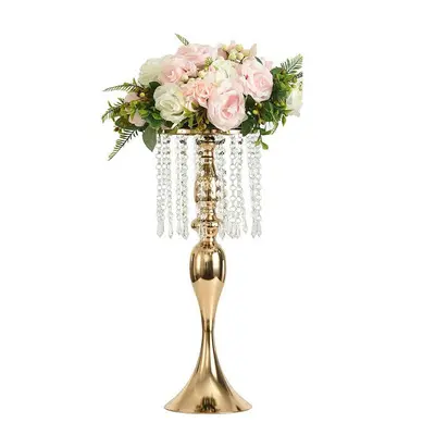Soporte de flores para decoración de boda, centro de mesa de Metal dorado, 3 tamaños