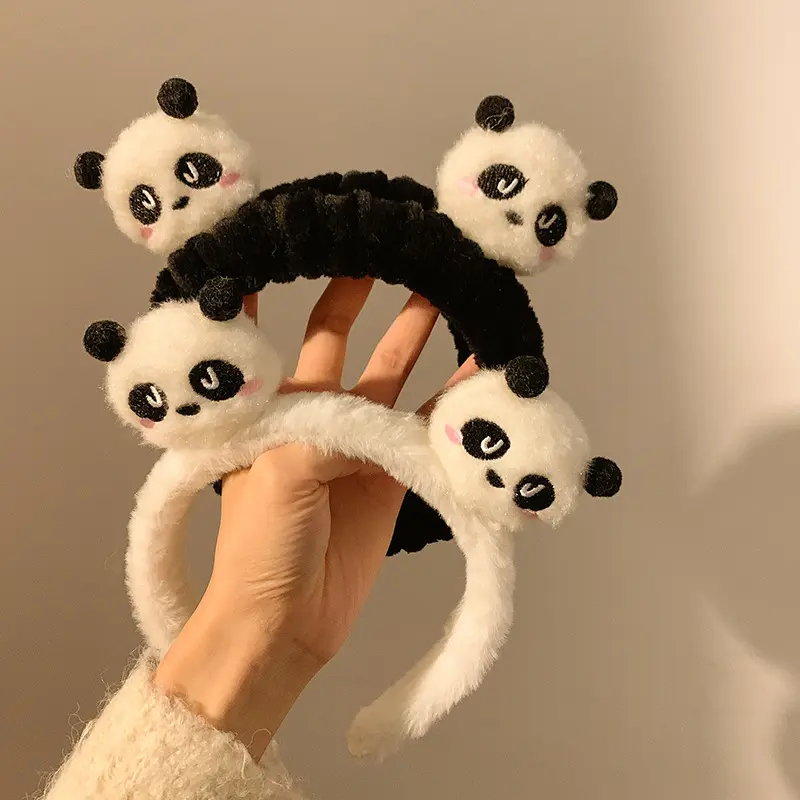 Mode en peluche Panda bandeau automne hiver tête cerceau dessin animé filles enfant lavage visage bandeaux coiffure maquillage cheveux accessoires