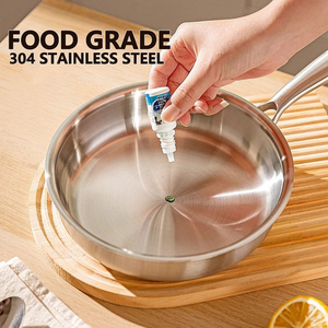 5 lớp 20-30 cm không tráng dày cấp thực phẩm skillets không dính hộ gia đình Fry Chảo 304 thép không gỉ chống dính Frying Pan - Product Image 3