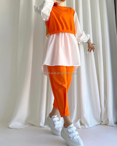 Özelleştirilmiş kadınlar mütevazı eşleşen setleri müslüman 2 adet Set müslüman Co Ord setleri - Product Image 4