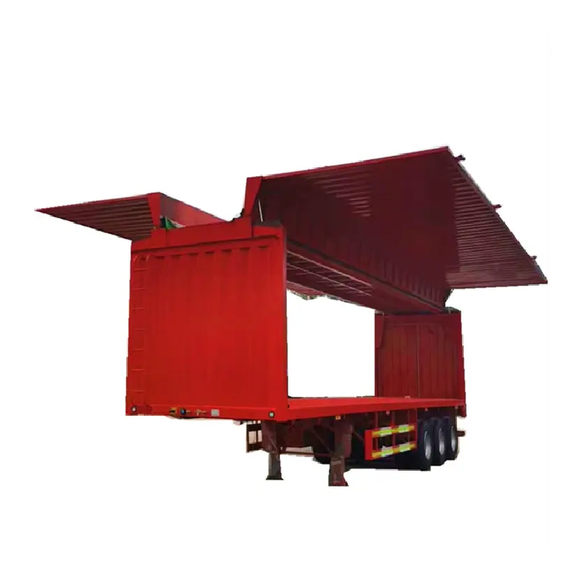 Prezzo basso nuovo 3 assi 60 tonnellate di carico 40 piedi trasporto Container Euro2 12 metri Box Wing Truck Long Cargo Dry van Truck semirimorchio