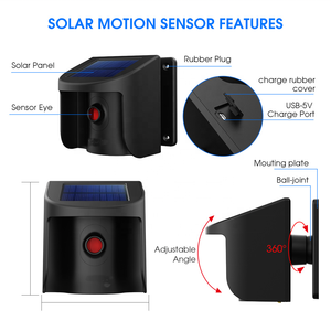 Sensor de movimiento infrarrojo Solar impermeable, sistema de alarma antirrobo inalámbrico para entrada, Sensor de movimiento PIR para seguridad al aire libre - Product Image 2