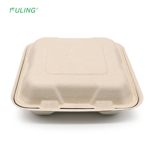 FULING Bagasse biyobozunur tek kullanımlık gıda kapları 8 inç 3 bölme, gitmek için yiyecek kutusu kapaklı kapları çıkarır - Product Image 6