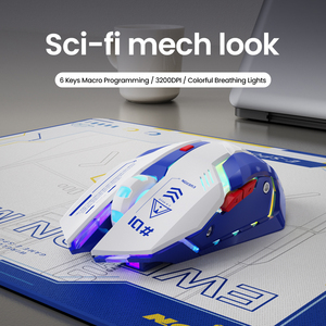 EWEADN G10 Mini Mouse ottico senza fili con retroilluminazione RGB e 6 Macro tasti di programmazione del pulsante di silenziamento per Computer portatile - Product Image 4