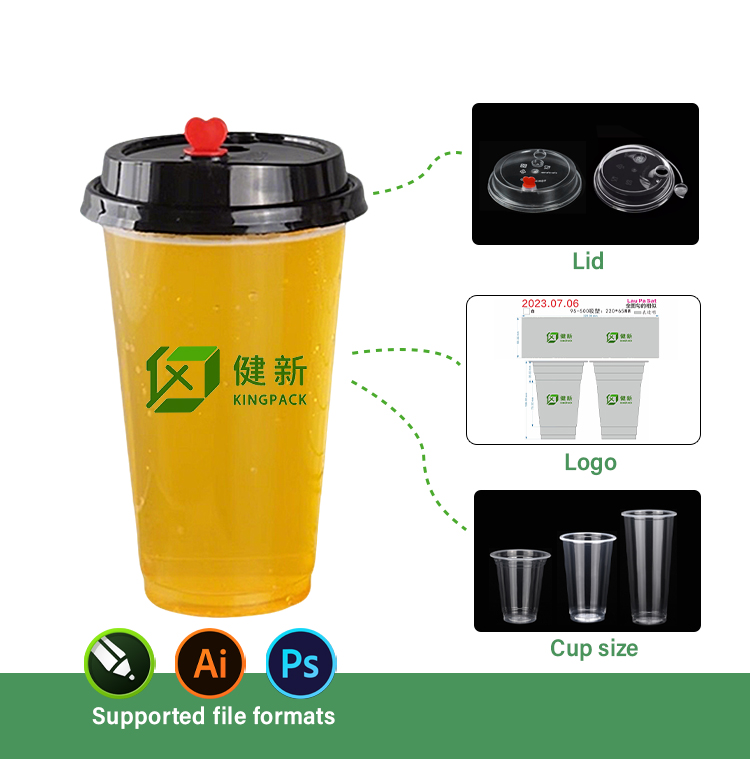 vaso transparente - logo/ colores/ tamaño