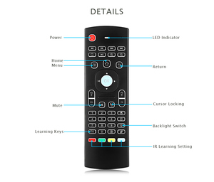 Mini Teclado retroiluminado MX3 2,4 GHz inalámbrico Air Mouse USB Dongle receptor Gyro Sensor Control remoto Universal para TV BOX en Stock - Product Image 4