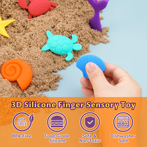 Non-Toxic 6-Pack Silicone Fidget Sensory <strong>Toys</strong> for Kids &amp; Adults with Autism ADHD: Marine Animal Anxiety Relief Worry Stones