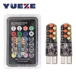 12V T10 W5W RGB COB发光二极管灯泡频闪闪光灯汽车照明阅读灯汽车楔形灯带遥控器