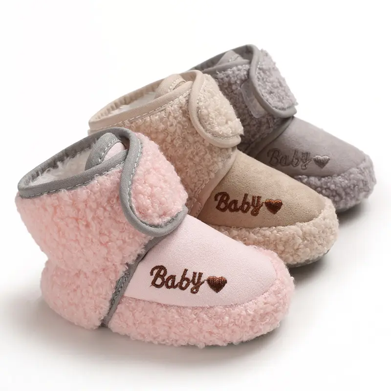 Botas de invierno para bebé recién nacido, botines cálidos de lana de imitación para primeros pasos, zapatos de cuna para niño pequeño, botas de suelo clásicas