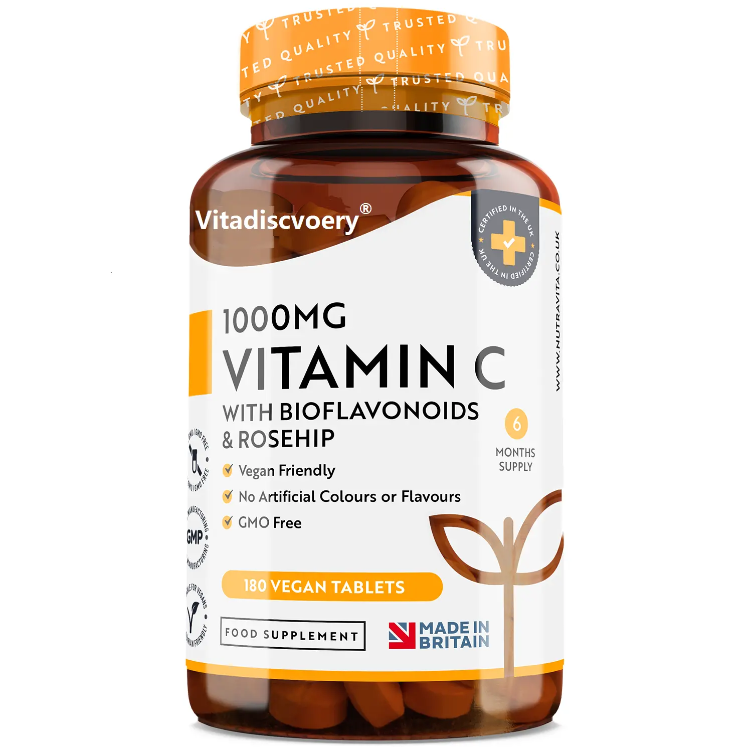 Vitamin C 1000mg Tablets & Vitamin E Chewable Orange Flavor Skin Whitening Pill To Improve Immune Booster Supplements