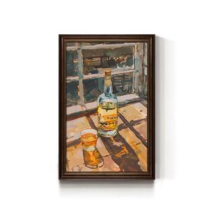 Bar Lounge Wall Art para hombres Vintage Alcohol Themed Canvas Print con Martini y botella de vino Ilustración - Product Image 5