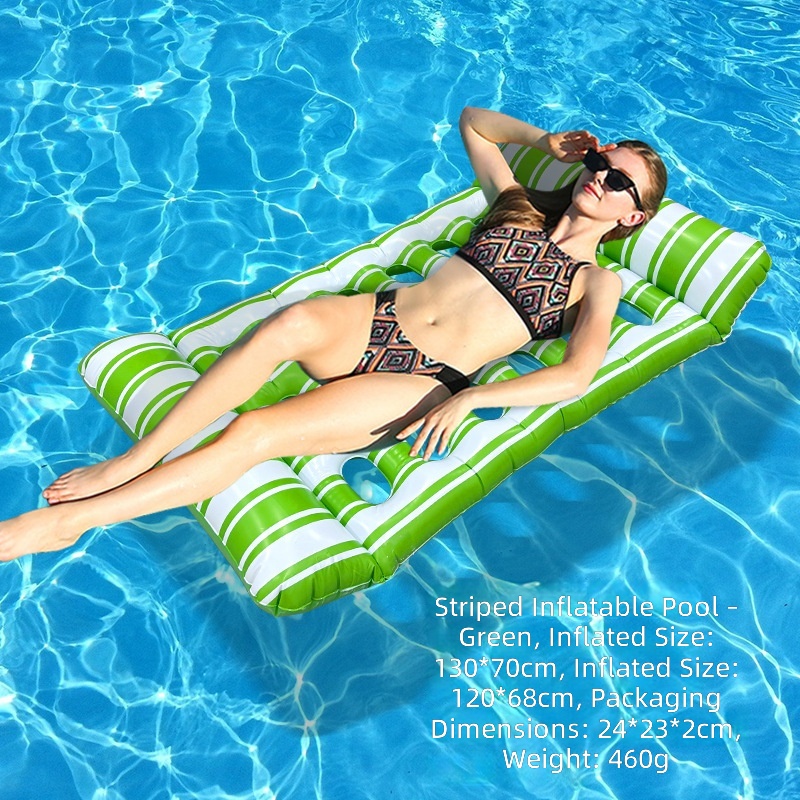 Short striped hole lounger float-green-inflatable row
