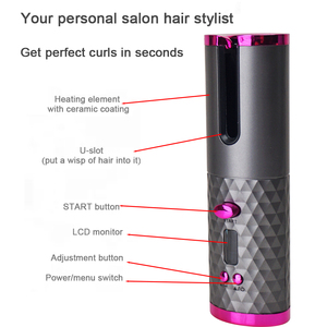コードレス自動ヘアカーラーカールまたは波用充電式自動カーラーカーリングアイロン、6つの温度と6つのタイマー