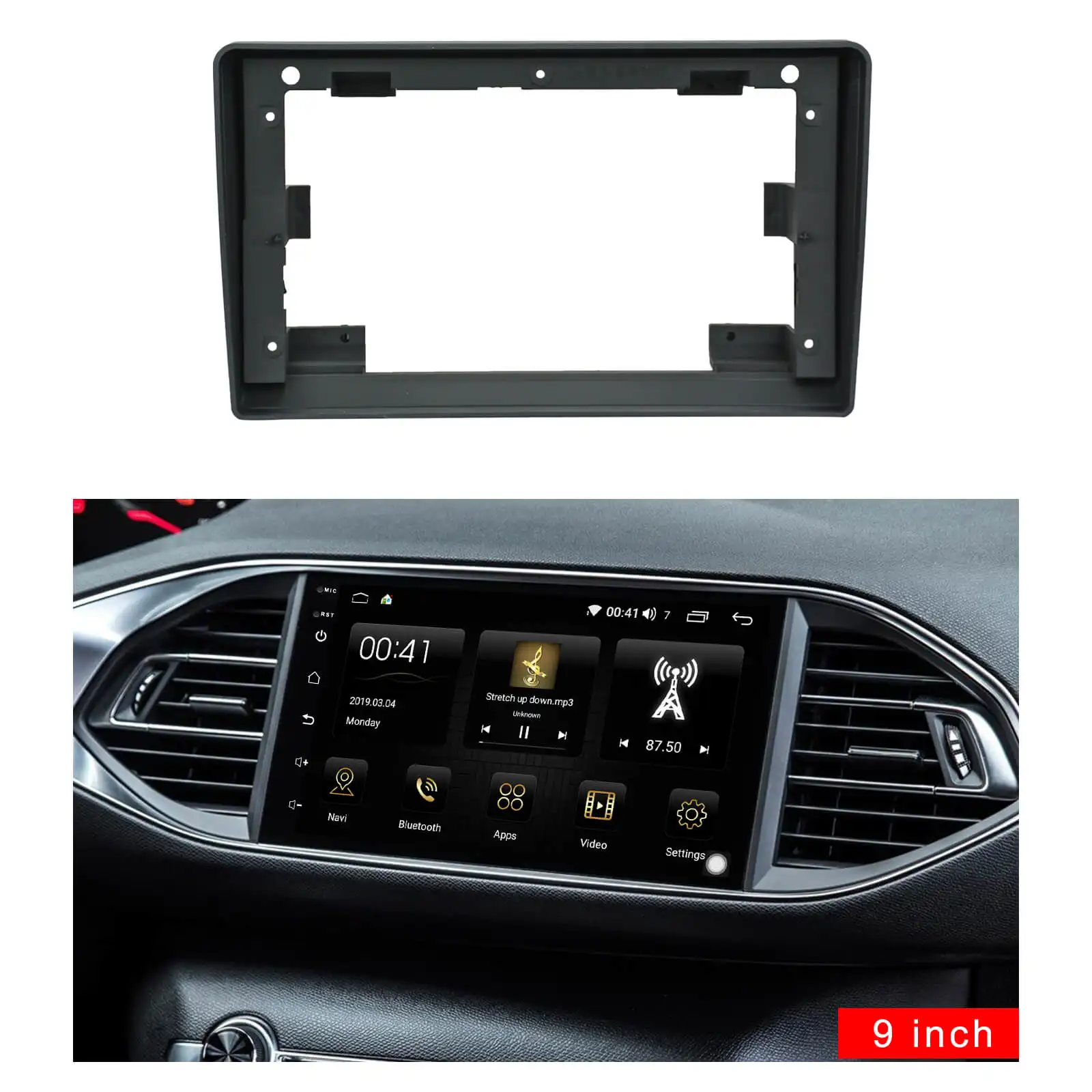 Ezonetronics acessórios stereo fascia quadro do painel do painel do carro para Peugeot 308 2014-2015