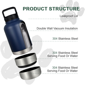 New 3 in1 Dog Travel chai nước nguồn cung cấp xách tay 32oz chân không cách nhiệt Pet phụ kiện chai nước bằng thép không gỉ với hộp - Product Image 3