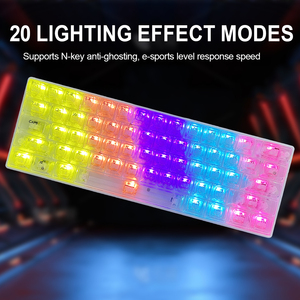 Panel de Metal Personalizado 61 Teclas 65% Teclas Transparentes Teclado Mecánico con Cable N-key Rollover Gaming Teclado Mecánico - Product Image 4