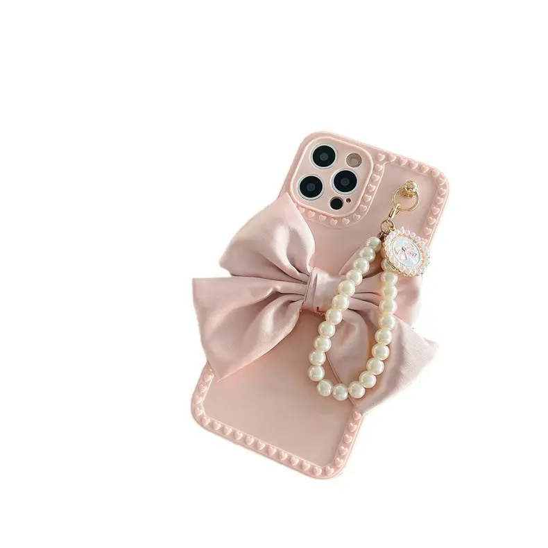 Ins style bow Pearl bracciale custodia per telefono da ragazza posizione del foro di precisione custodia per telefono a prova di caduta all-inclusive per iPhone 13 Pro Max