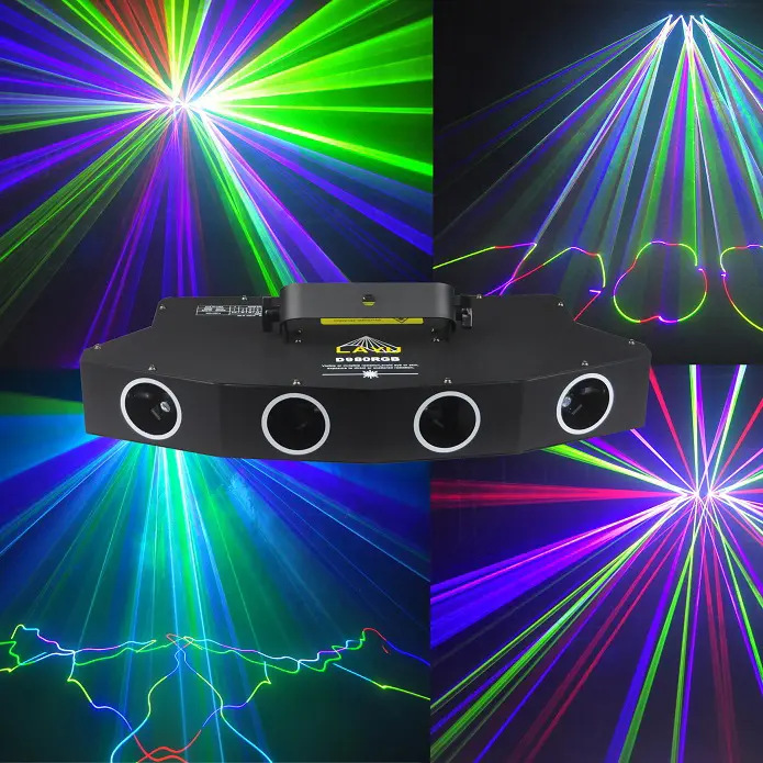 D980RGB 4 kopf fan form 7 farben breite abdeckung palette DMX control DJ diso club laser RGB strahl laser licht mit weißen strahl